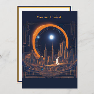 Invitación Fiesta de visualización de eclipse solar con Citys