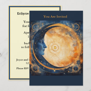 Invitación Fiesta de visualización de eclipse solar Luna comp
