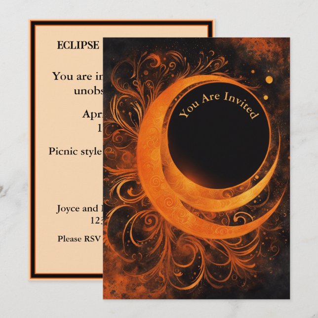 Invitación Fiesta de visualización de eclipse solar Personali (Anverso / Reverso)