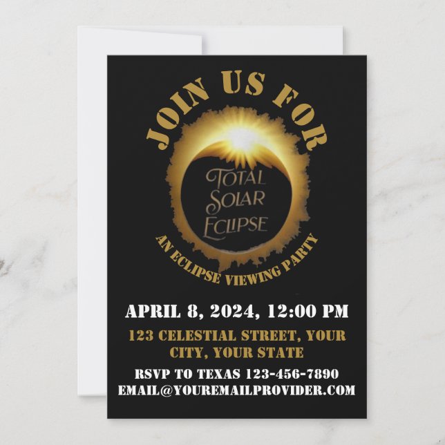 Invitación Fiesta de visualización de Eclipse solar total 202 (Anverso)