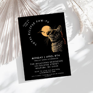 Invitación Fiesta de visualización de eclipse solar total Cat
