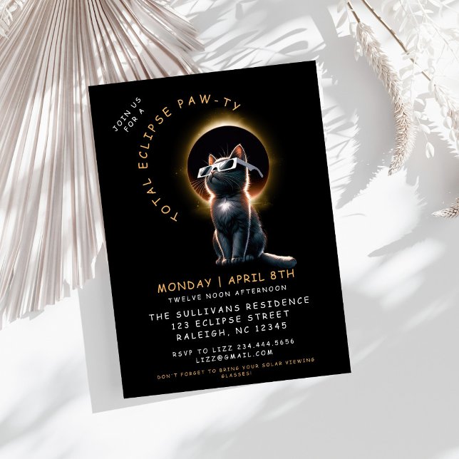 Invitación Fiesta de visualización de eclipse solar total Cat (Subido por el creador)