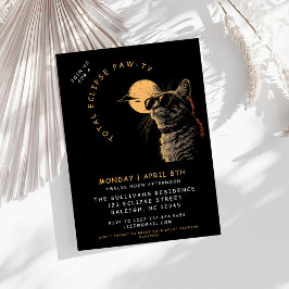 Invitación Fiesta de visualización de eclipse solar total Cat