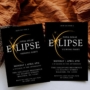 Invitación Fiesta de visualización de eclipse solar total neg