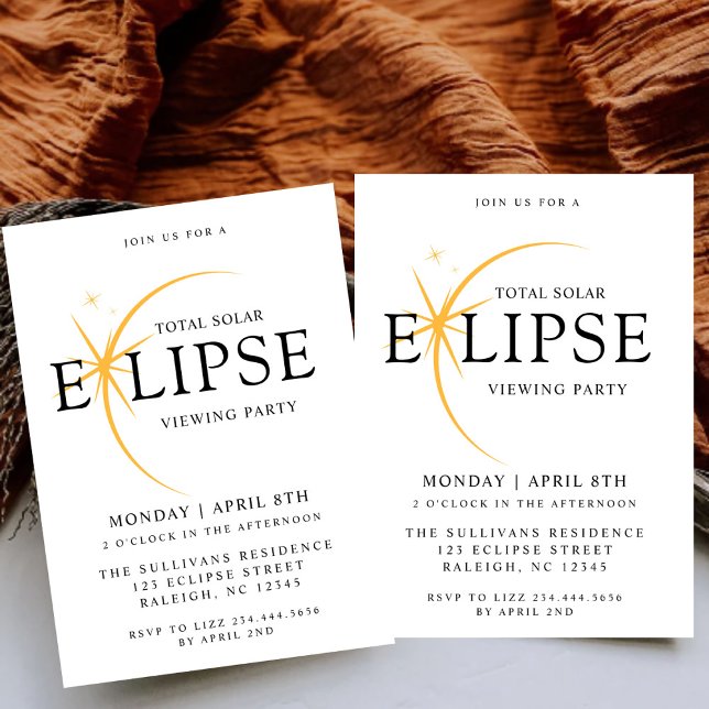 Invitación Fiesta de visualización de eclipse solar total neg (Subido por el creador)