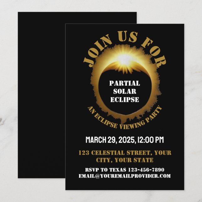 Invitación Fiesta de visualización de evento de eclipse solar (Anverso / Reverso)