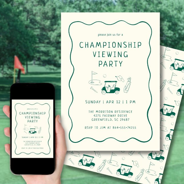 Invitación Fiesta de visualización de relojes de Masters Golf (Personalize the details for your Masters or any golf tournament watch party.)