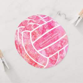Invitación Fiesta de voleibol rosa con flores de Doodle
