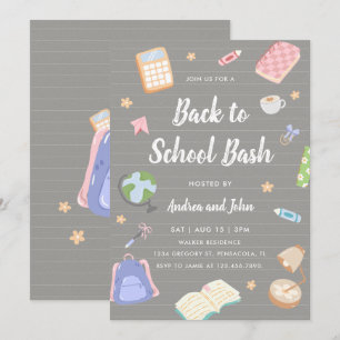 Invitación Fiesta de vuelta al cole pastel divertida