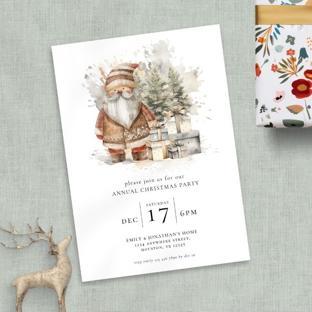 Invitación Fiesta de Watercolor Santa Navidades (Subido por el creador)