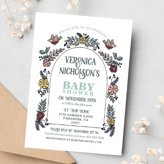 Invitación Fiesta de Wildflower Arch Garden Baby Shower
