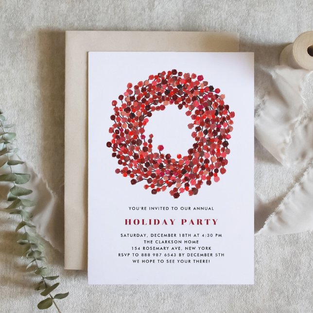 Invitación Fiesta de Winterberry Wreath pintada a mano (Subido por el creador)