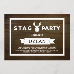 Invitación Fiesta de Wood Grain Stag