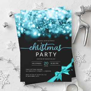 Invitación Fiesta de Xmas de Turquoise Winter Sparkling Compa
