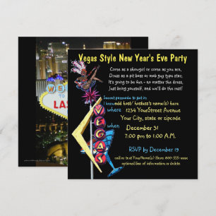 Invitación Fiesta de Year'sEve del estilo de Las Vegas nuevo
