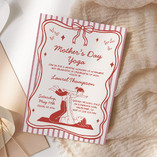Invitación Fiesta de Yoga del Día de la Madre Coquette Rosa