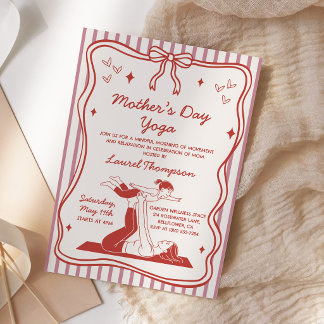 Invitación Fiesta de Yoga del Día de la Madre Coquette Rosa