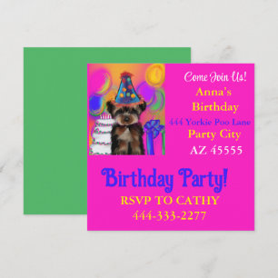 Invitación Fiesta de Yorkie Poo 
