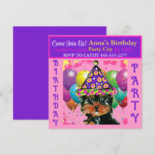 Invitación Fiesta de Yorkie Poo 