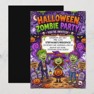 Invitación Fiesta de Zombie de Halloween Cementerio