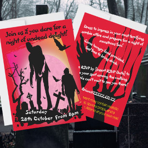 Invitación Fiesta de zombis evento distópico apocalíptico