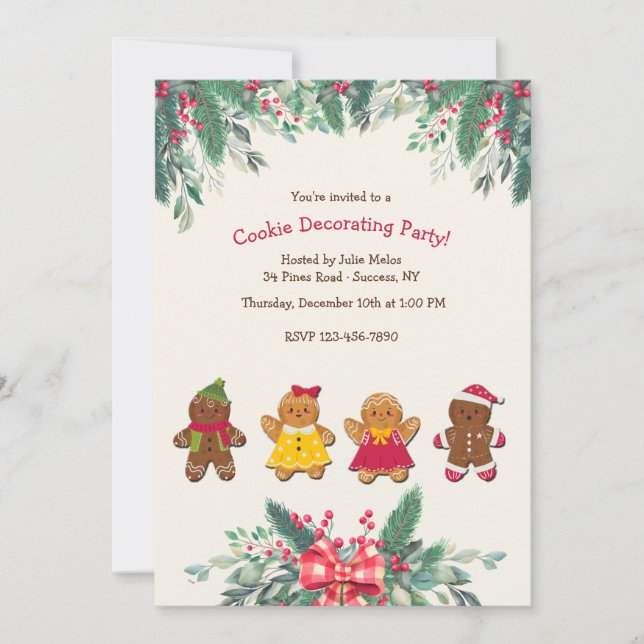 Invitación Fiesta decorador de cookies (Anverso)