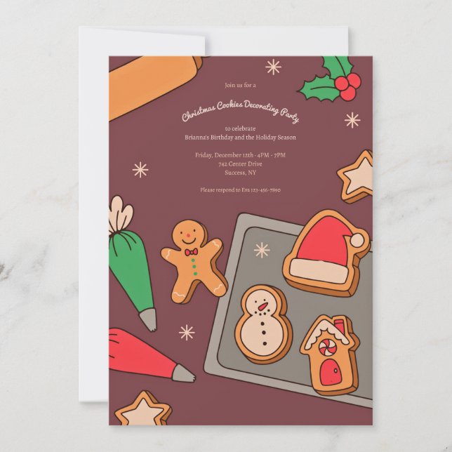 Invitación Fiesta decorador de cookies de navidades (Anverso)