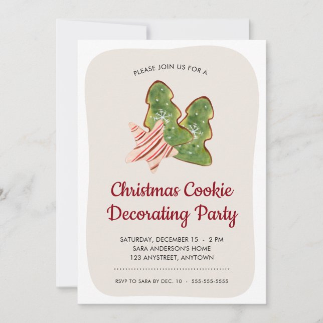 Invitación Fiesta decorador de cookies navidades (Anverso)