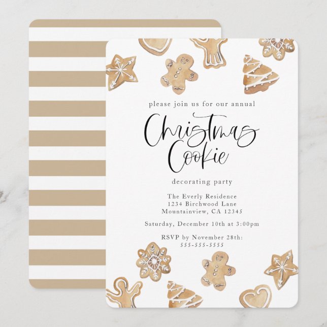 Invitación Fiesta decorador de cookies navidades (Anverso / Reverso)