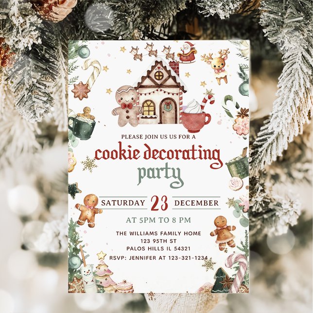 Invitación Fiesta decorador de galletitas de Navidades verdes (Subido por el creador)