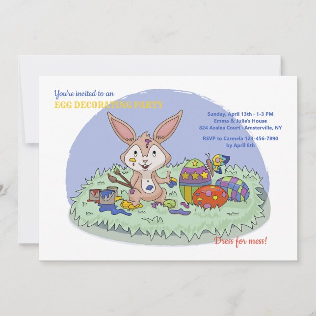 Invitación Fiesta decorador de huevos de Pascua (Anverso)
