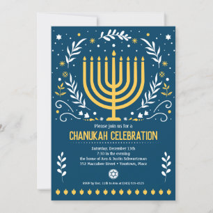 Invitación Fiesta decorativa Menorah Hanukkah Holiday