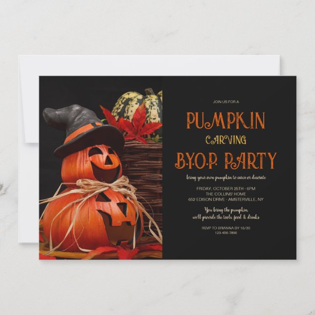 Invitación Fiesta decorativo de calabaza (Anverso)