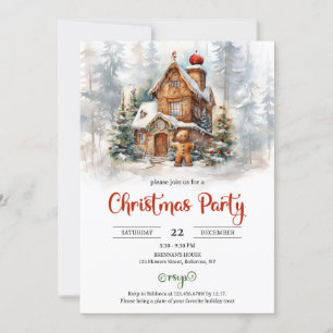 Invitación Fiesta decorativo de casa de jengibre clásica