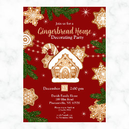Invitación Fiesta decorativo de la casa de Gingerbread acuare