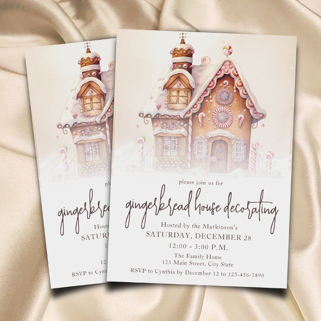 Invitación Fiesta decorativo de la casa de Gingerbread acuare (Subido por el creador)