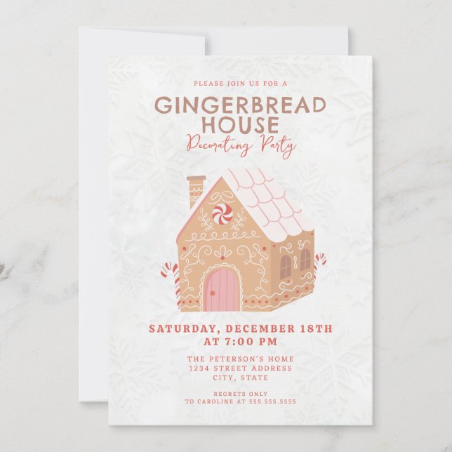 Invitación Fiesta decorativo de la casa Gingerbread (Anverso)