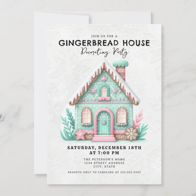 Invitación Fiesta decorativo de la casa Gingerbread (Anverso)