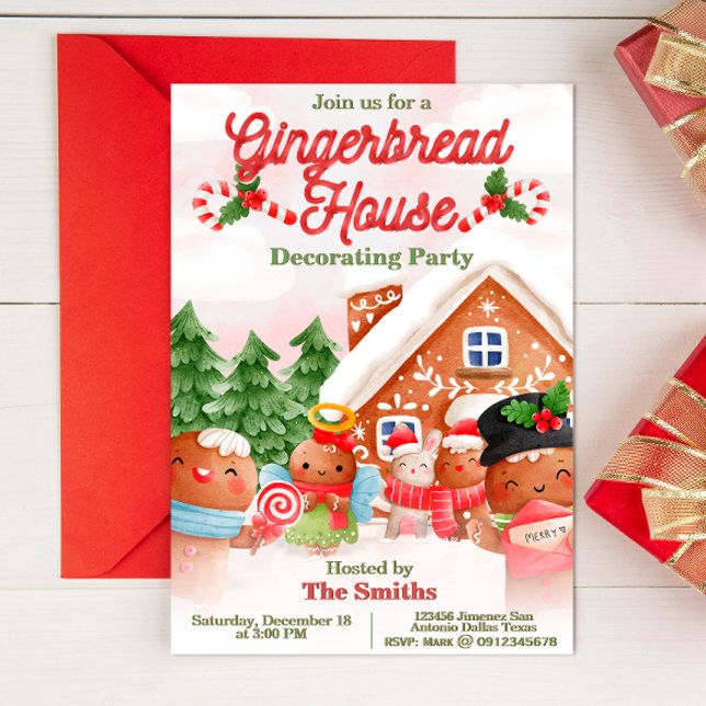 Invitación Fiesta decorativo de la casa Gingerbread (Subido por el creador)