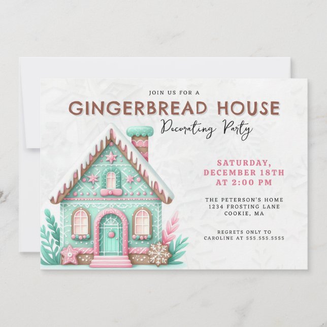 Invitación Fiesta decorativo de la casa Gingerbread (Anverso)