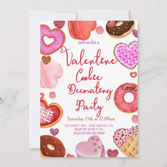 Invitación Fiesta decorativo de San Valentín Cookie (Anverso)