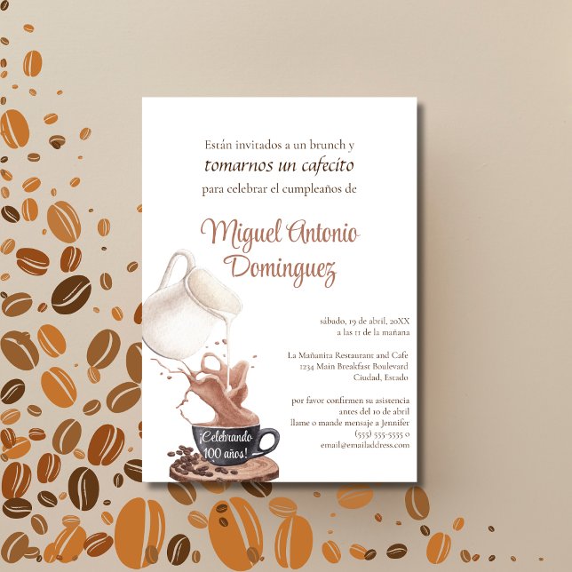 Invitación Fiesta del 100º Cumpleaños de Gran Café Salpicado  (Subido por el creador)