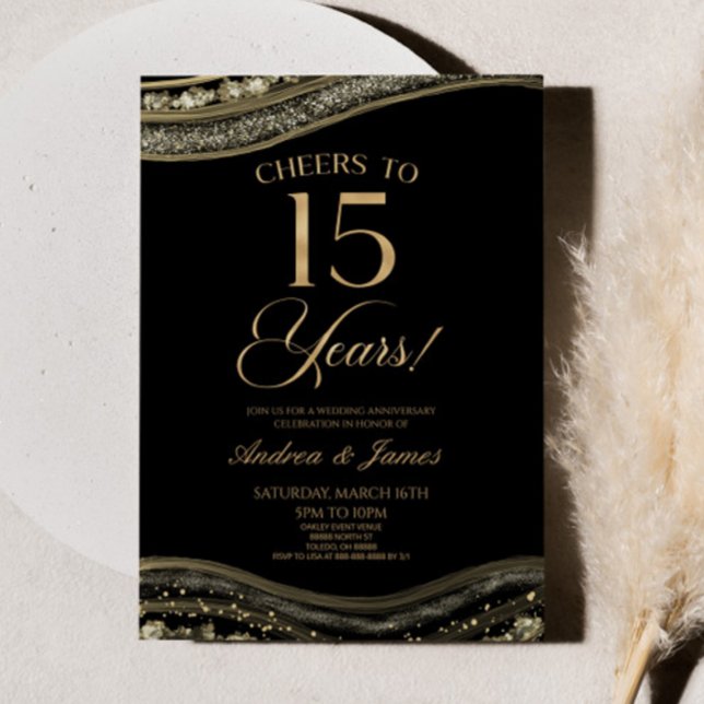 Invitación Fiesta del 15º aniversario de la Black Gold Agate (Subido por el creador)