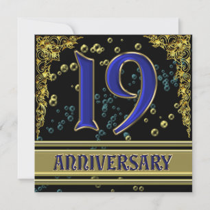 Invitación fiesta del 19º aniversario de Black and Gold