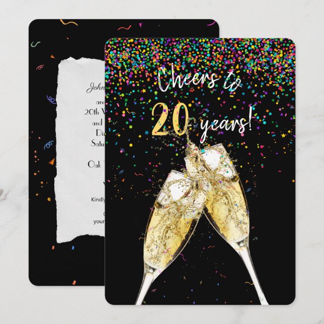 Invitación fiesta del 20º aniversario de bodas (Anverso / Reverso)