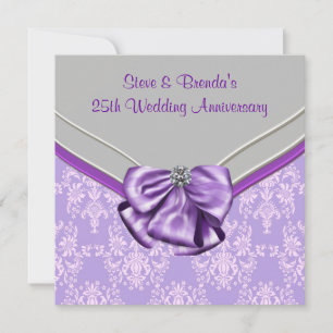 Invitación Fiesta del 25° Aniversario Boda de Plata Morada Mo