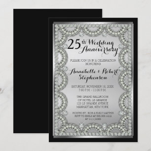 Invitación Fiesta del 25° Aniversario Boda de Plata y Diamant