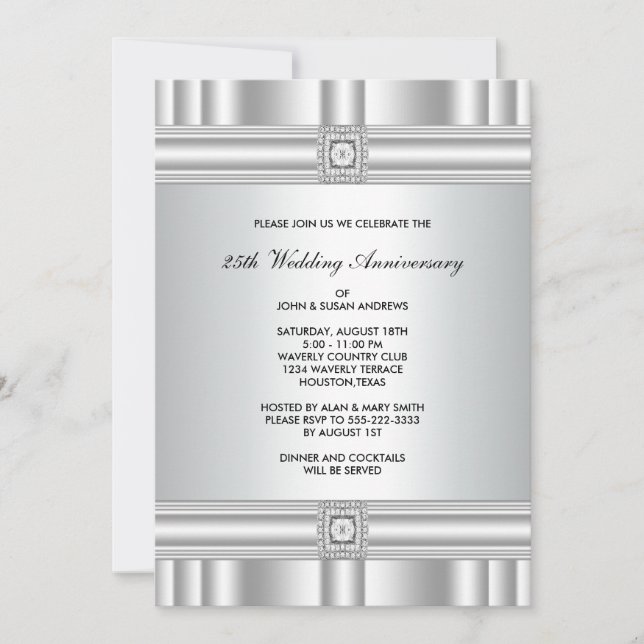 Invitación Fiesta del 25° Aniversario de Plata (Anverso)