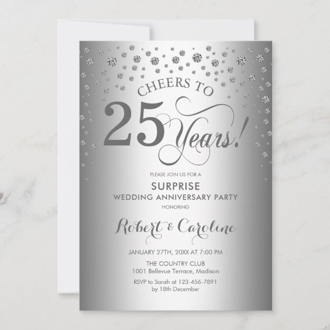 Invitación Fiesta del 25° aniversario de Silver Diamond Surpr (Anverso)