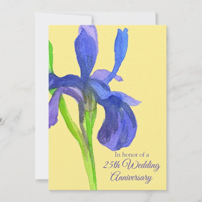 Invitación Fiesta del 25° Aniversario del Iris Azul Boda (Anverso)